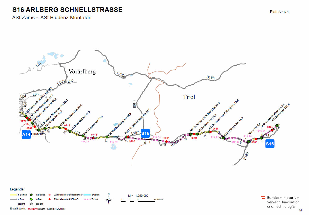 Arlberg Schnellstraße von Zams nach Bludenz