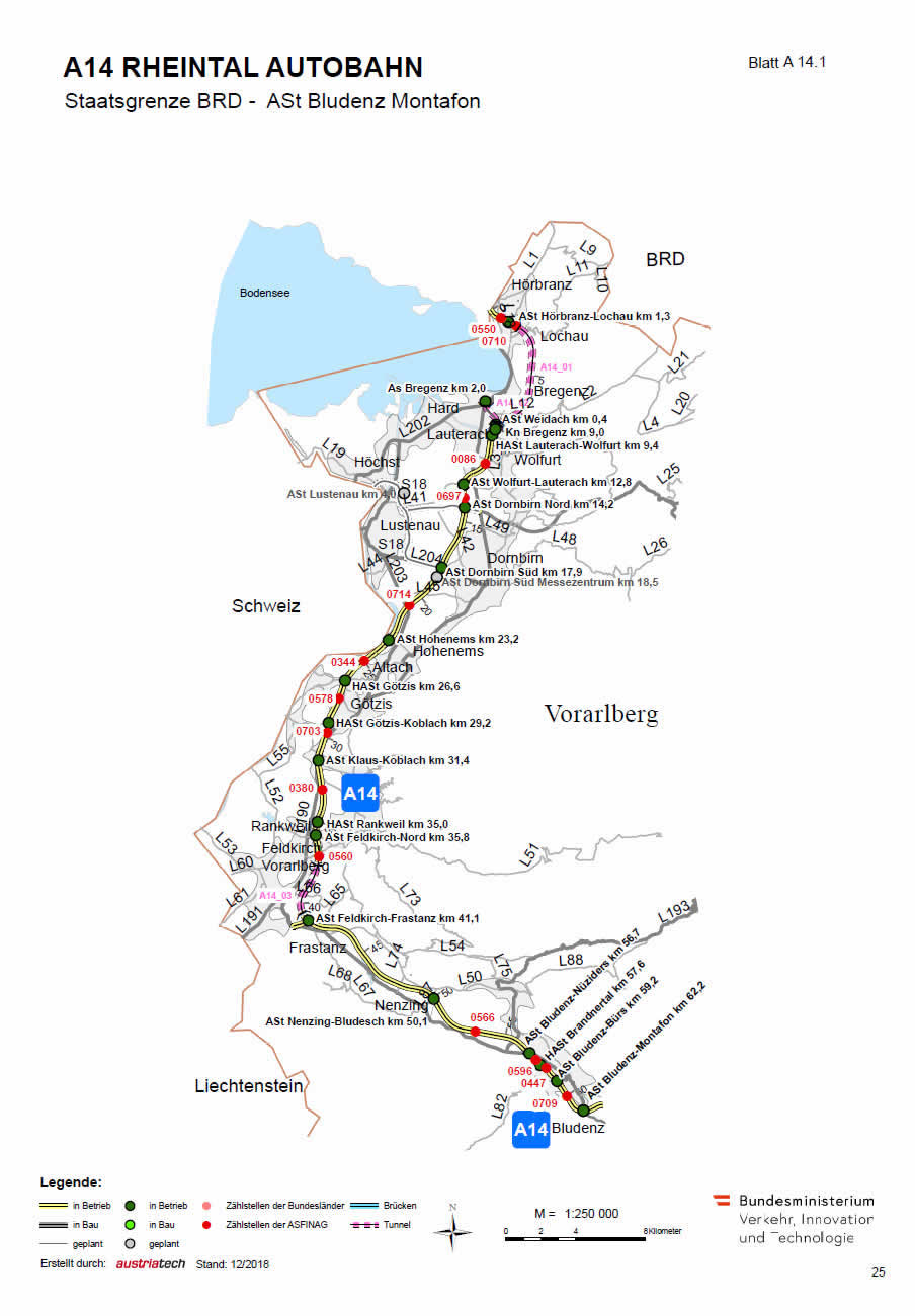 Bodensee Schnellstraße von der A14 bis zur Schweiz