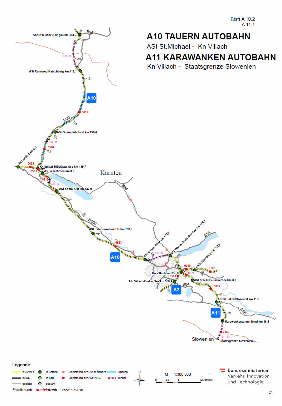 Karawanken Autobahn von Villach bis Slowenien