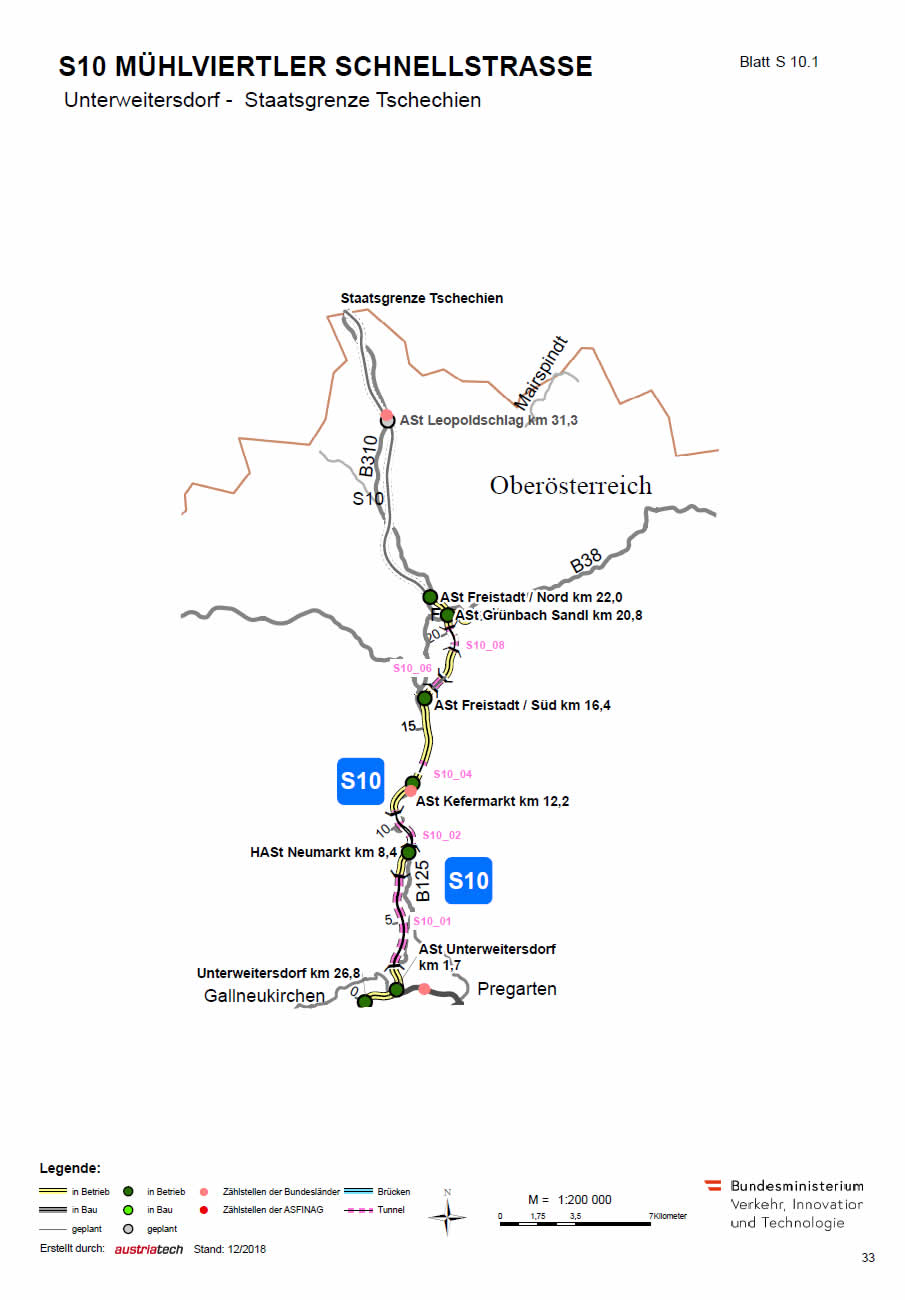 Mühlviertler Schnellstraße von Unterweitersdorf bis Tschechien