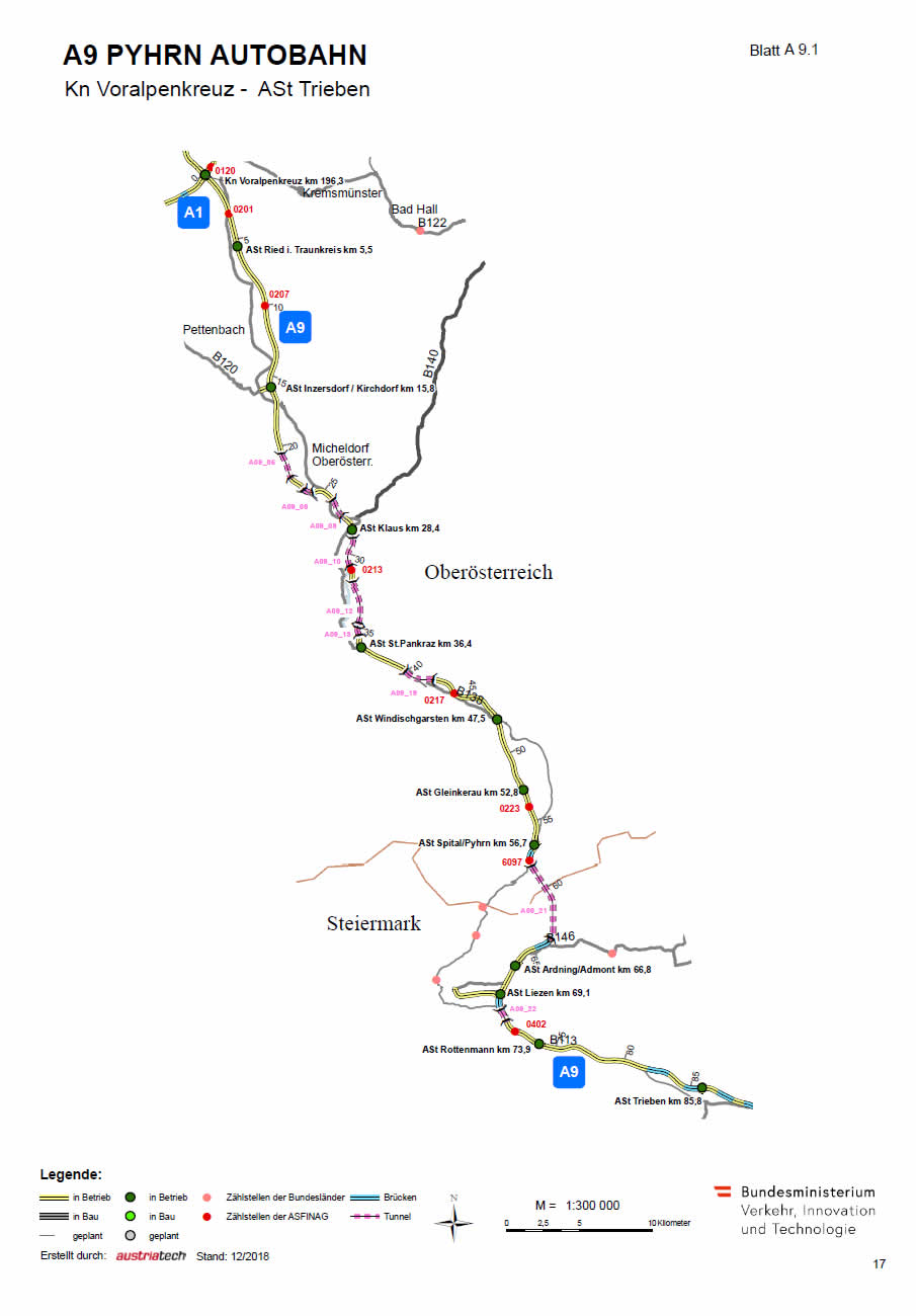 Pyhrn Autobahn vom Voralpenkreuz bis Trieben
