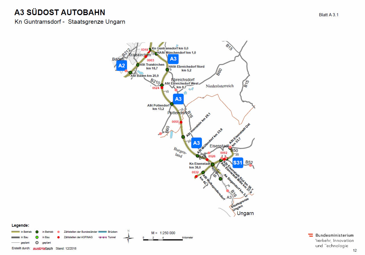 Südost Autobahn von Guntramsdorf bis Ungarn