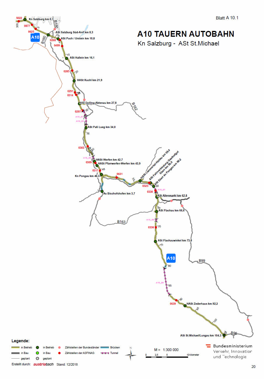 Tauern Autobahn von Salzburg bis Sankt Michael im Lungau