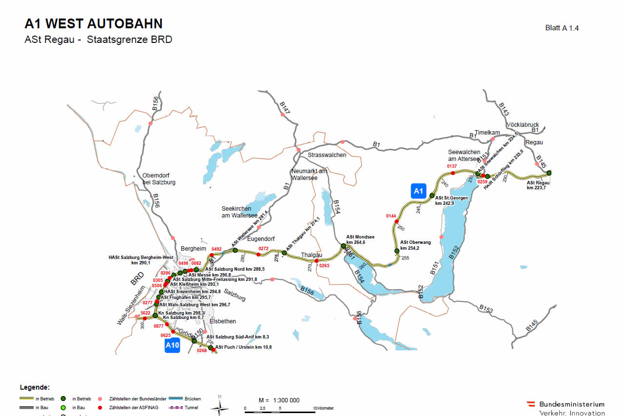 Westautobahn von Regau bis Salzburg