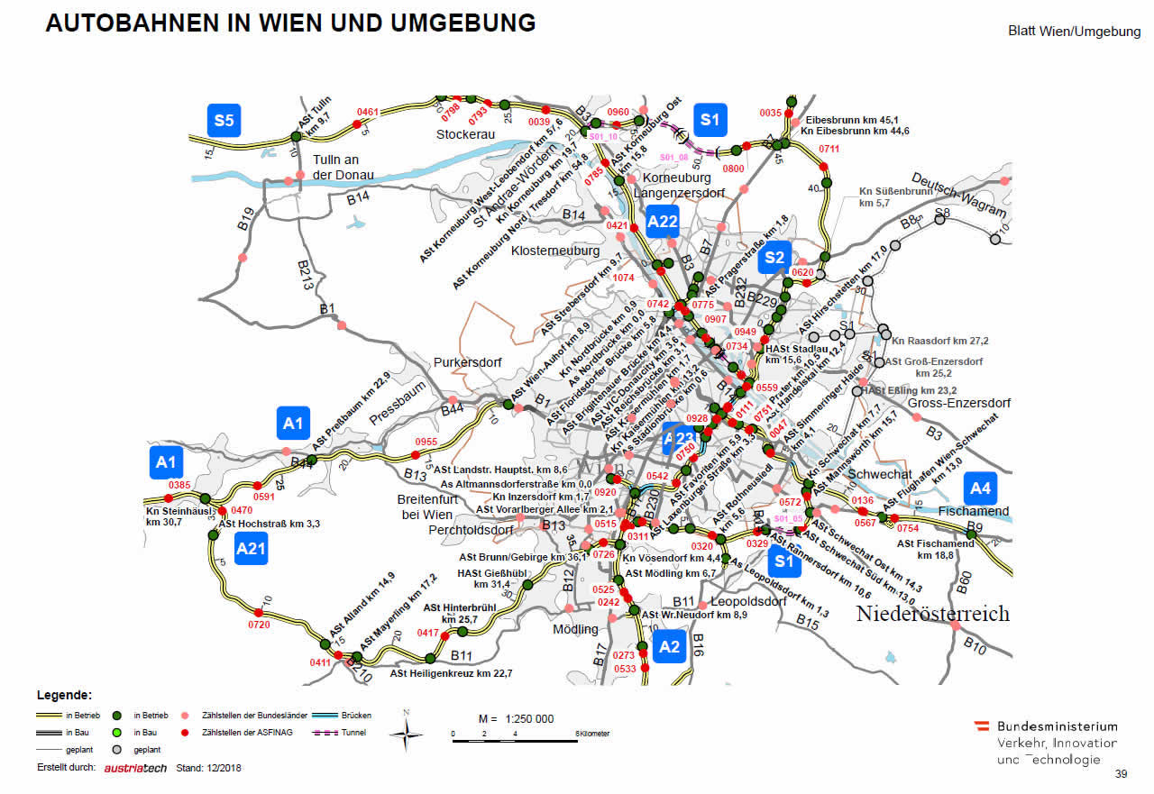 Wiener Nordrand Schnellstraße S2 mit Plan