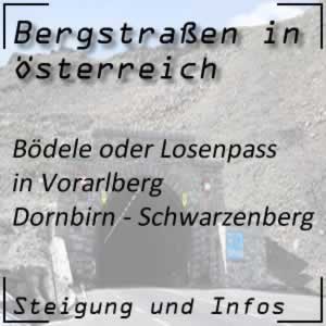 Bergstraße Bödele / Losenpass in Vorarlberg