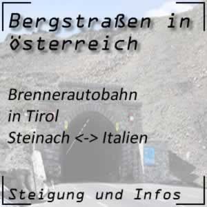 Bergstraße Brennerautobahn von Steinach nach Italien