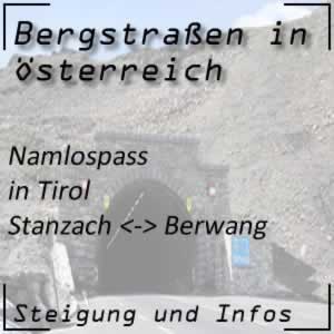 Bergstraße Namlospass in Tirol