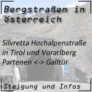 Bergstraße Silvretta Hochalpenstraße in Vorarlberg und Tirol