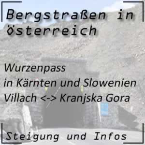 Bergstraße Wurzenpass in Kärnten und Slowenien