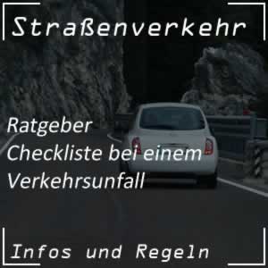 Checkliste bei einem Verkehrsunfall