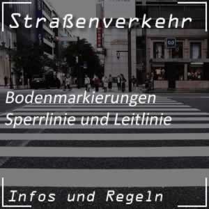 Bodenmarkierung Sperrlinie und Leitlinie