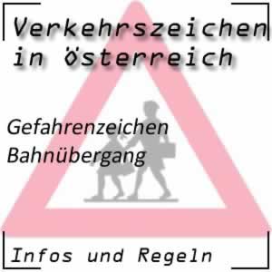 Verkehrszeichen Bahnübergang mit Schranken