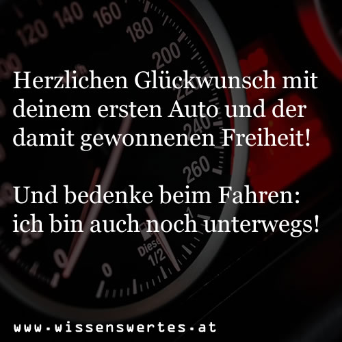 Glückwünsche zum ersten Auto Glückwunsch Auto