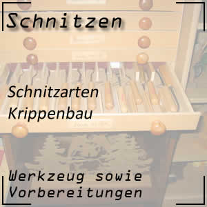 Krippenbau beim Schnitzen