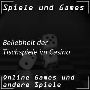 Beliebtheit der Tischspiele im Online Casino