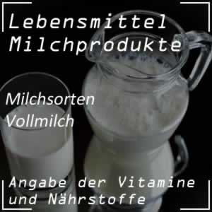 Milch oder Vollmilch und ihre Nährstoffe