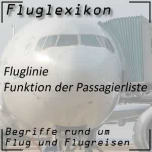 Fluglexikon Fluglinien Passagierliste