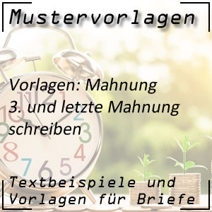 Mustervorlage dritte Mahnung