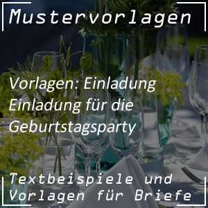 Mustervorlage Einladung für Geburtstagsparty