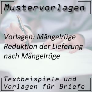 Mustervorlage Mängelrüge mit Reduktion