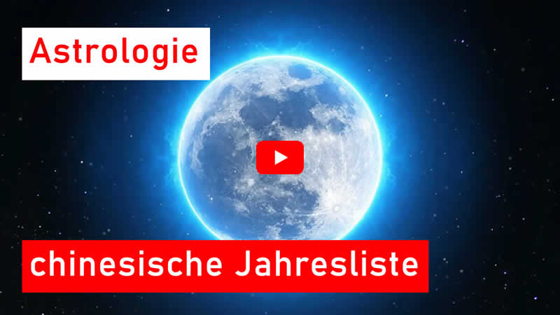 Video über die Jahresliste der chinesischen Astrologie